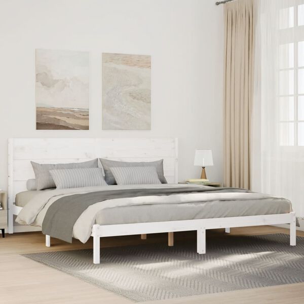 vidaXL Bedframe extra lang zonder matras massief hout wit 200x210 cm