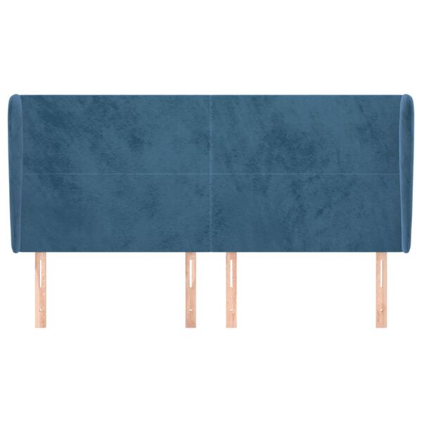 vidaXL Hoofdbord met randen 163x23x118/128 cm fluweel donkerblauw