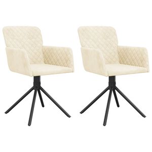 vidaXL Eetkamerstoelen draaibaar 2 st fluweel cr&egrave;mekleurig