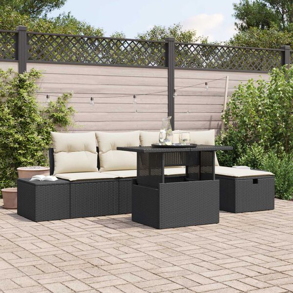 vidaXL Tuin Sofa Set 6 pcs Zwart Poly riet