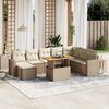 vidaXL 9-delige Loungeset met kussens poly rattan beige