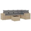 vidaXL 6-delige Loungeset met kussens poly rattan beige