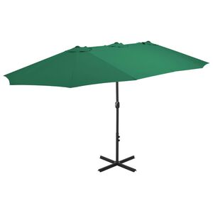 vidaXL Parasol met aluminium paal 460x270 cm groen