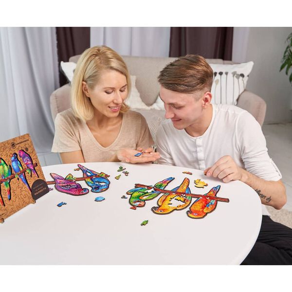 UNIDRAGON Puzzel Playful Parrots 193 stukjes medium 44x25 cm hout