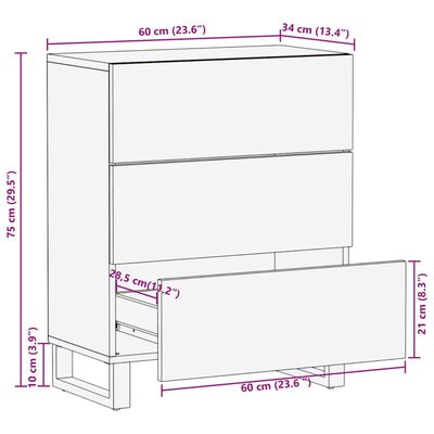 vidaXL Dressoir 60x34x75 cm massief acaciahout