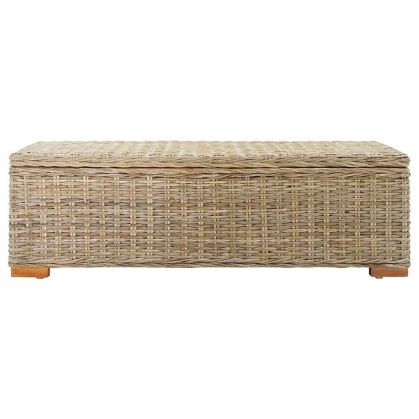 vidaXL Opbergbox 110 cm natuurlijk kubu rattan en massief mahoniehout