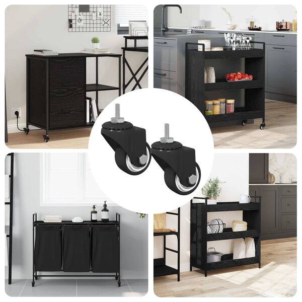 vidaXL Zwenkwiel 2 pcs Zwart M6 mm IJs en nylon