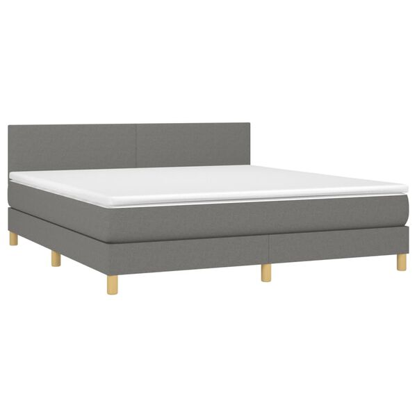 vidaXL Boxspring met matras en LED stof donkergrijs 180x200 cm