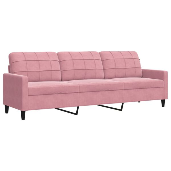 vidaXL 3-delige Loungeset met kussens fluweel roze