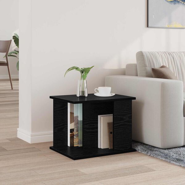 vidaXL Tijdschrift Rek Zwart Eiken 35 x 35 x 45 cm Bewerkt hout