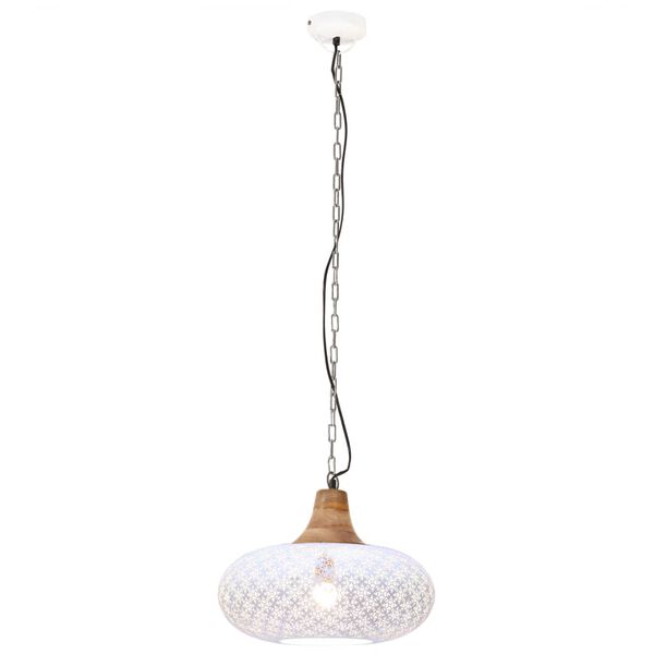 vidaXL Hanglamp industrieel E27 40 cm ijzer en massief hout wit