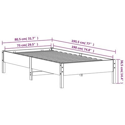 vidaXL Bedframe zonder matras massief grenenhout 75x190 cm