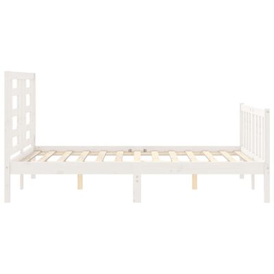 vidaXL Bedframe met hoofdbord massief hout wit 140x200 cm