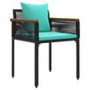 vidaXL Buitenmeubelset met kussen 3 pcs Zwart en Turquoise PE Rattan