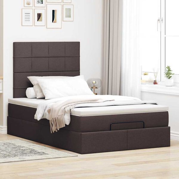 vidaXL Ottoman bed met matras 120x200cm stof donkerbruin
