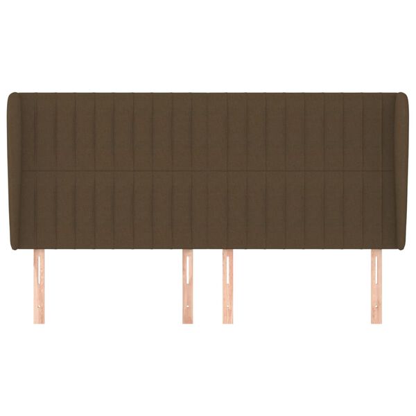 vidaXL Hoofdbord met randen 203x23x118/128 cm stof donkerbruin