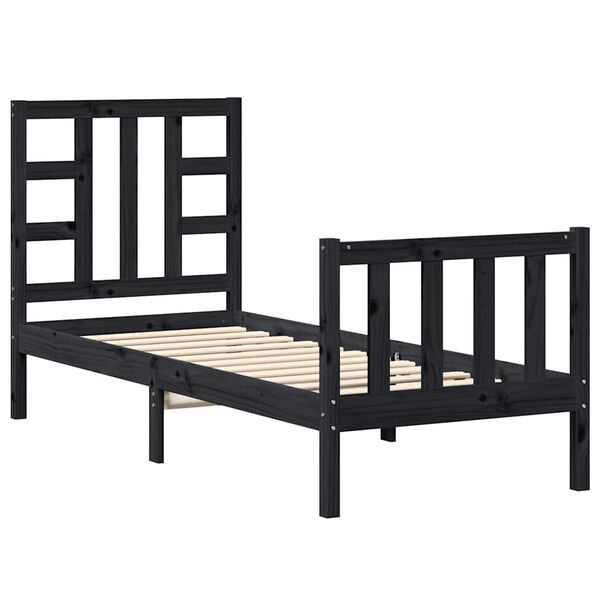 vidaXL Bedframe met hoofdbord massief hout zwart