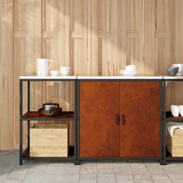 vidaXL Keukenopslag set met plank met opslag 2 pcs Roestig Cortenstaal