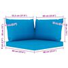 vidaXL Tuinbank 2-zits pallet met lichtblauwe kussens grenenhout