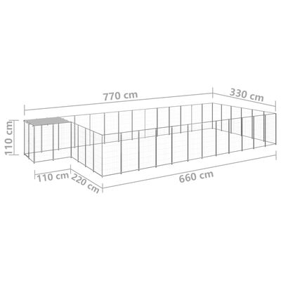 vidaXL Hondenkennel 22,99 m² staal zilverkleurig
