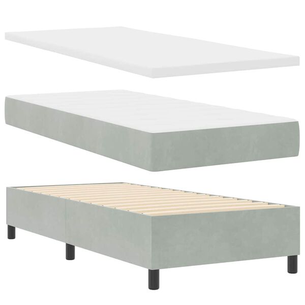 vidaXL Boxspringbed met matras Lichtgrijs 100 x 200 cm Fluweel
