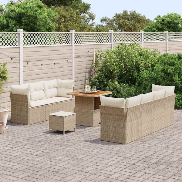 vidaXL Tuinbankenset 10 pcs Beige poly rattan