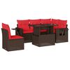 vidaXL 6-delige tuinbankset met kussens, bruin polyrotan