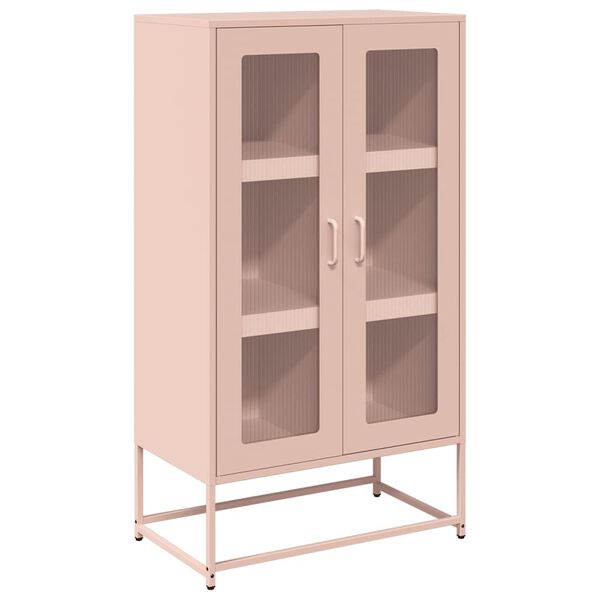 vidaXL Hoge kast 68x39x123 cm staal roze