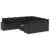 vidaXL 11-delige Loungeset met kussens poly rattan zwart