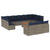 vidaXL 14-delige tuinbankset met kussens, grijs polyrotan