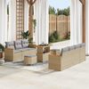 vidaXL Tuin Sofa Set met kussen met opslag Beige Poly riet