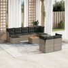 vidaXL 10-delige Loungeset met kussens poly rattan grijs