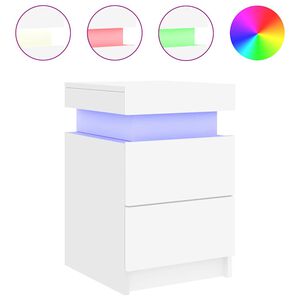 vidaXL Nachtkastje met LED-verlichting 35x39x55 cm wit