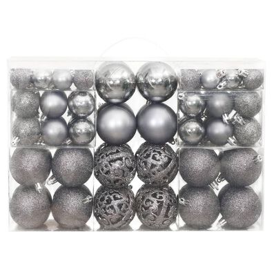 vidaXL Kerstballen 100 st 3/4/6 cm grijs