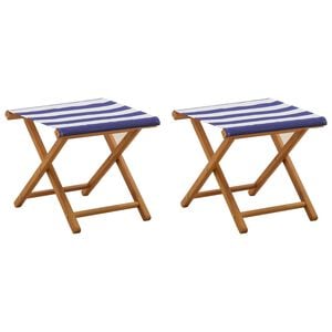 vidaXL Ligstoel 2 pcs massief eucalyptushout Blauw en Wit
