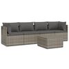 vidaXL 5-delige Loungeset met kussens poly rattan grijs