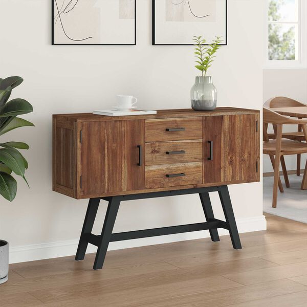 vidaXL TV-standaard met lade Naturel 110 x 30 x 75 cm Massief Teakhout