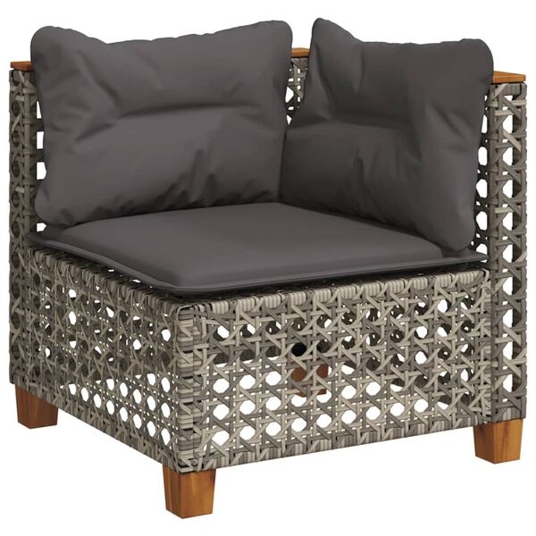 vidaXL 9-delige Loungeset met kussens poly rattan grijs