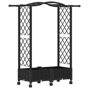 vidaXL Verhoogd Bed met Trellis en Dak Zwart 124 x 40 x 129 cm PP