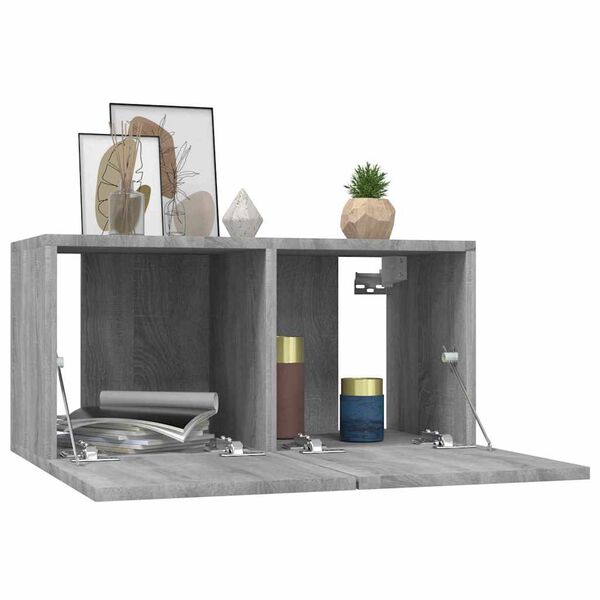 vidaXL Tv-hangmeubelen 2 st 60x30x30 cm bewerkt hout grijs sonoma