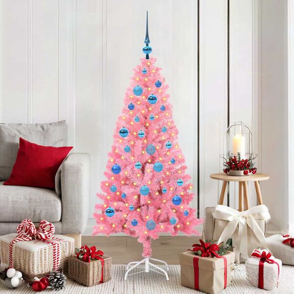 vidaXL Kerstboom met 150 LED met standaard Roze 150 cm PVC