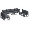 vidaXL Tuinbankenset 8 st Zwart Aluminium