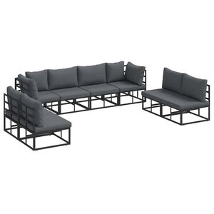 vidaXL Tuinbankenset 8 st Zwart Aluminium