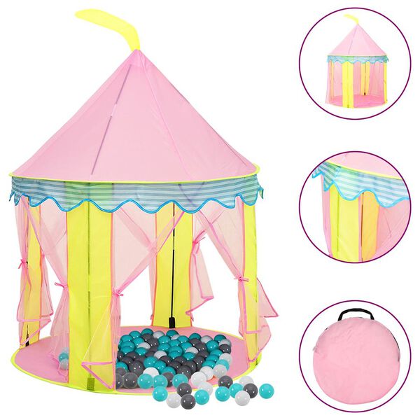 vidaXL Kinderspeeltent met 250 ballen 100x100x127 cm roze