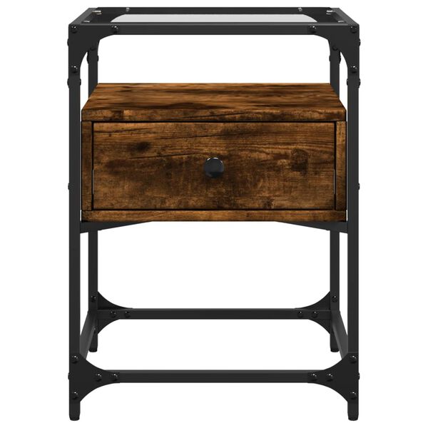 vidaXL Nachtkastje 40x40x55 cm bewerkt hout gerookt eikenkleurig