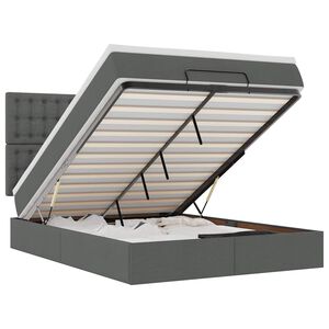vidaXL Ottoman bed met matras en LED's 140x190cm stof donkergrijs