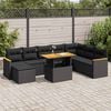 vidaXL 9-delige Loungeset met kussens poly rattan acacia zwart