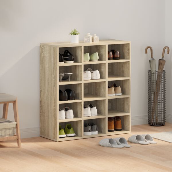 vidaXL Schoenenkast Sonoma Eiken 77,5 x 30 x 83,5 cm Bewerkt hout