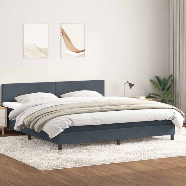 vidaXL Boxspring met matras fluweel donkergrijs 180x220 cm