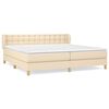 vidaXL Boxspring met matras stof cr&egrave;mekleurig 200x200 cm